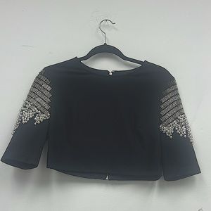 Ark and Co Beaded sleeve crop top